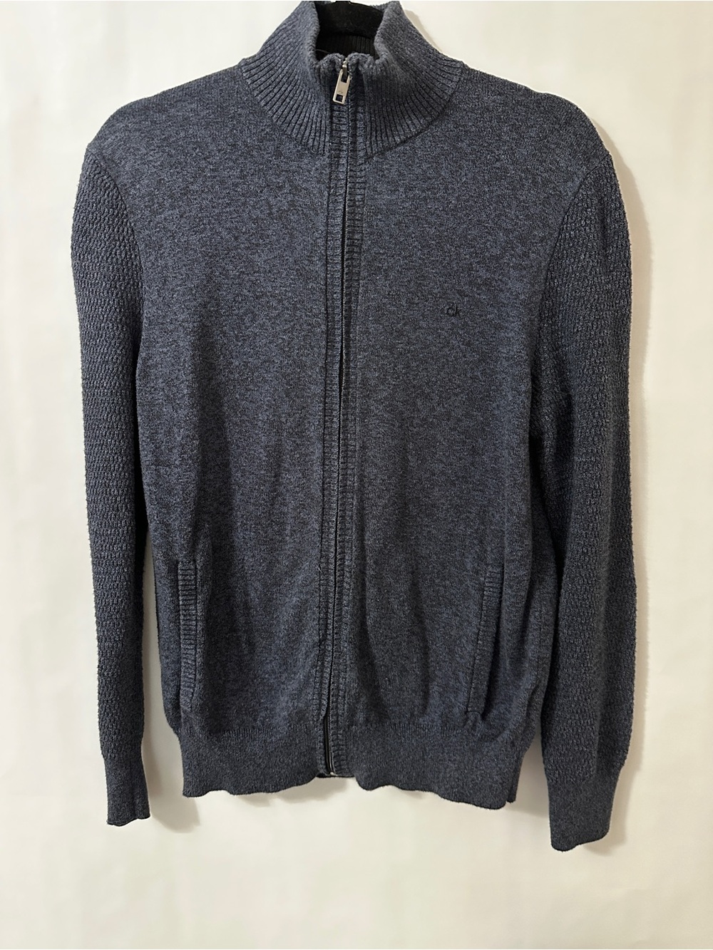 Calvin Klein Men's Full-Zip Sweater - Dark blue, size medium